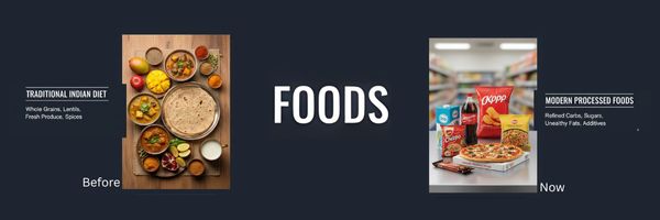 Comparison of traditional Indian diet vs modern processed foods for better digestive health