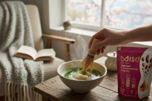 Peaceful morning routine with green tea and MISO powder